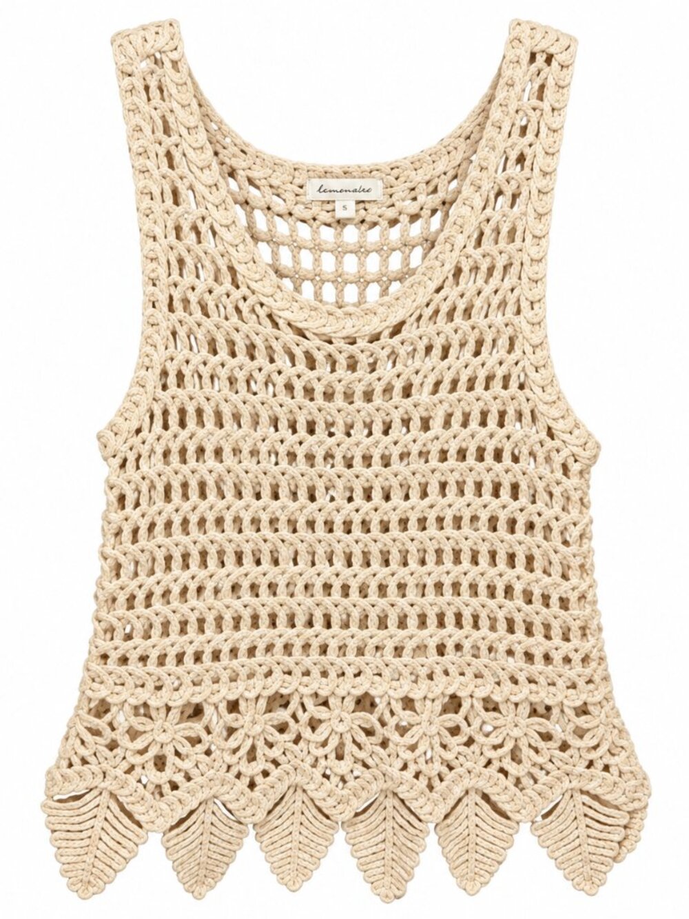 Line & Dot Cream Crochet Boho Tank Top Size M/L